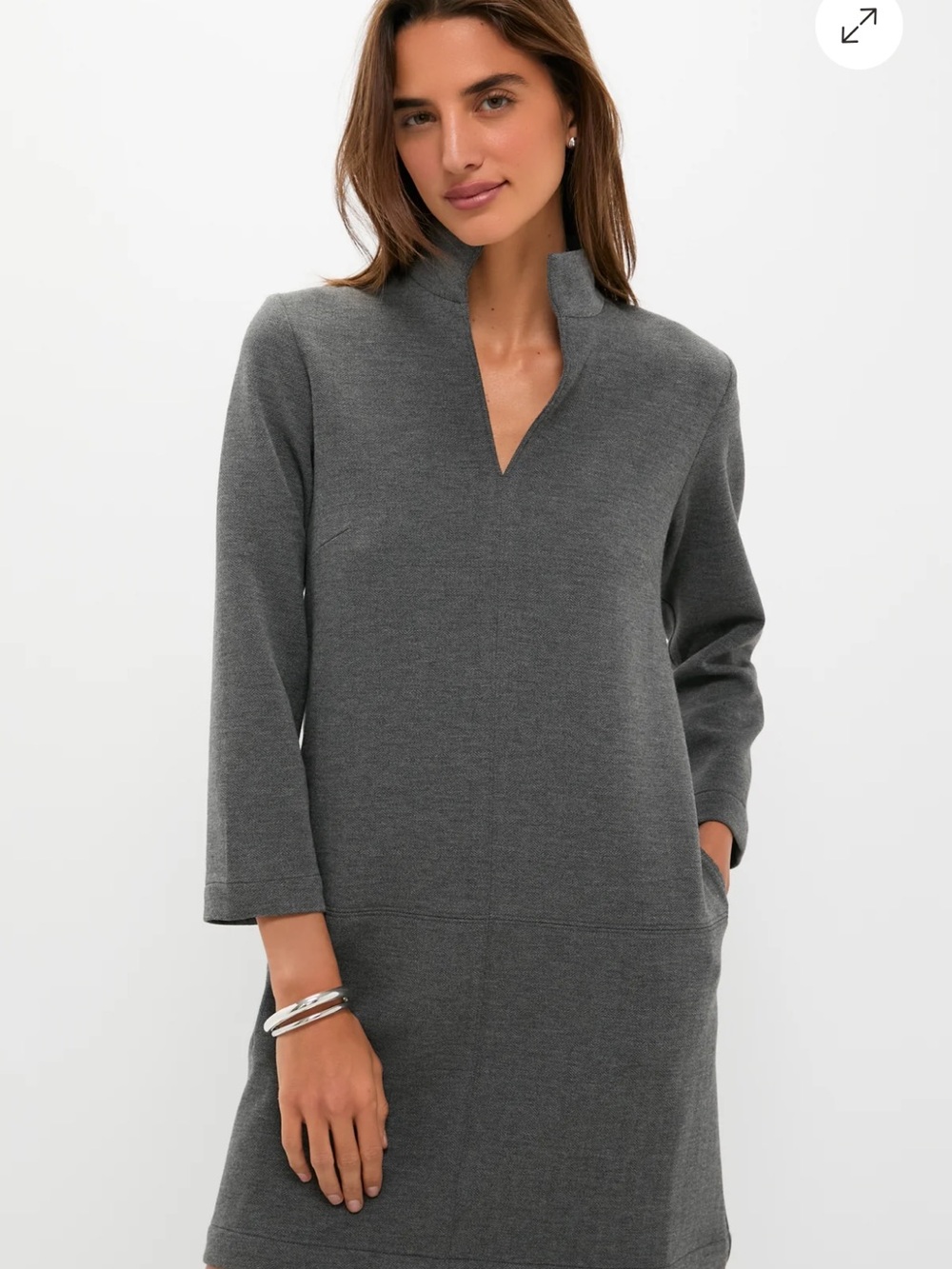 Tuckernuck Charcoal Gray Knit V-Neck Shift Dress